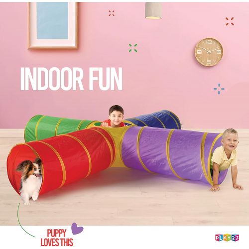  [아마존베스트]Play22 4-Way Play Tunnel For Kids To Crawl Through 8 Feet - Kids Play Tunnels For Toddlers Indoor/Outdoor Fun For Kids, Dogs Tunnel Ball Pit - Kids Pop Up Play Tent Tunnel Foldable