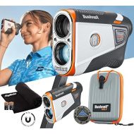 Bushnell Tour V6 Golf Rangefinder Bundle - PinSeeker with Visual JOLT, BITE Magnetic Mount - includes PlayBetter Microfiber Towel & Extra CR2 Battery