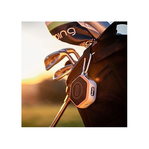  PlayBetter Bushnell Wingman Mini (Orange/White) Magnetic GPS Golf Speaker Bundle Portable Charger - Music & Audible Distances Bluetooth Speaker for Golf Cart - 36,000+ Courses