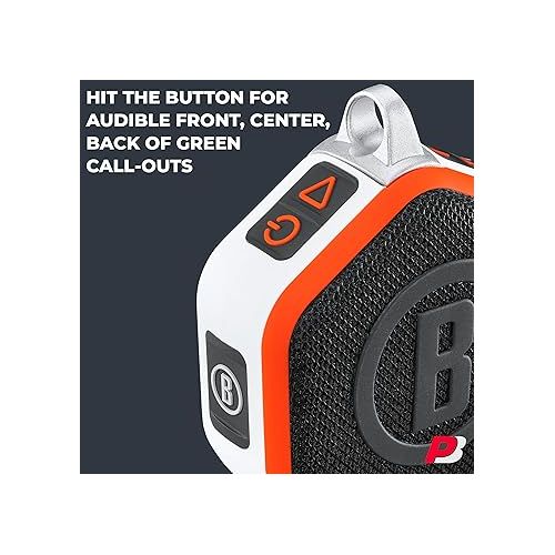  PlayBetter Bushnell Wingman Mini (Orange/White) Magnetic GPS Golf Speaker Bundle Portable Charger - Music & Audible Distances Bluetooth Speaker for Golf Cart - 36,000+ Courses