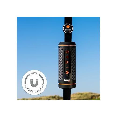  Bushnell Wingman 2 Golf GPS Speaker Gift Box Bundle - Golf Bluetooth Speaker with Integrated BITE Magnetic Mount & Battery Indicator - Perfect Golf Gift - Includes Protective Wingman Pouch, Red Bow