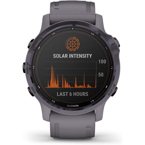  Garmin Fenix 6S Pro Solar (Amethyst Steel/Shale Gray) Multisport GPS Watch Bundle with PlayBetter Portable Charger, Screen Protectors & Case Womens Sports Watch Smaller-Sized 010-0