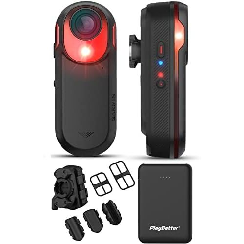  Garmin Varia RCT715 Bike Radar with Camera & Tail Light - Ride-Recording, Incident Capture, & Audible Alerts - Power Bundle with PlayBetter Portable Charger & Mounting Kit - Visibl