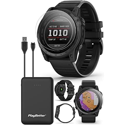  Garmin tactix 7 Premium GPS Tactical Watch Power Bundle with PlayBetter Screen Protector Pack & Portable Charger - Specialized Military Smartwatch with LED Flashlight & Maps - Rugg