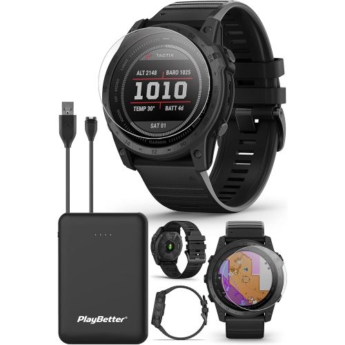  Garmin tactix 7 Premium GPS Tactical Watch Power Bundle with PlayBetter Screen Protector Pack & Portable Charger - Specialized Military Smartwatch with LED Flashlight & Maps - Rugg