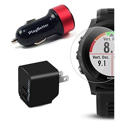  Garmin Forerunner 935 (Black) Gift Box Bundle Includes HD Screen Protectors Film (x4), PlayBetter USB Car/Wall Adapters, Protective Case GPS Multi-Sport Running Watch, Wrist HR Bla