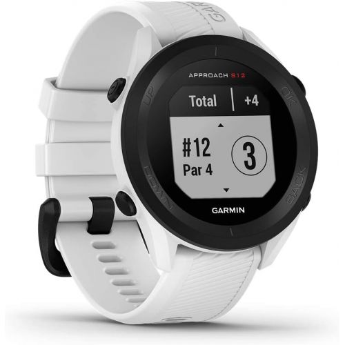  Garmin Approach S12 (White) Golf Watch Power Bundle with PlayBetter Portable Charger & 4-Pack HD Screen Protector - Simple Golfing GPS Smartwatch with Preloaded 42K Courses, Scorec