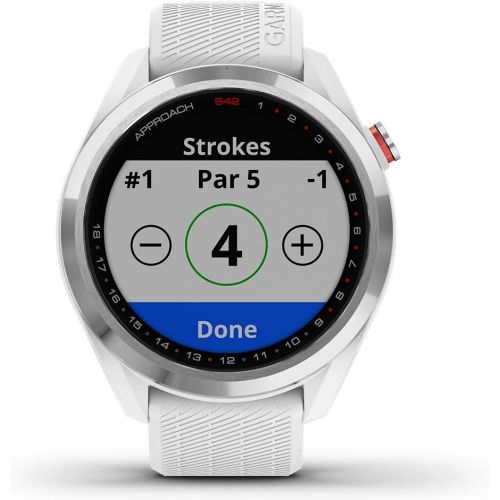  Garmin Approach S42 (Silver/White) Golf GPS Watch Power Bundle with PlayBetter Portable Charger & HD Tempered Glass Screen Protector Pack - Stylish Golfing Smartwatch for Lowering