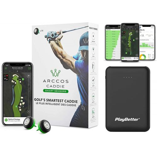  [아마존베스트]Arccos Caddie 3rd Generation Smart Sensors (Set of 14 Sensors) | with PlayBetter 2200mAh Portable Charger | Golf GPS Live Auto Shot Tracking, Distances | A.I. Powered GPS Rangefind