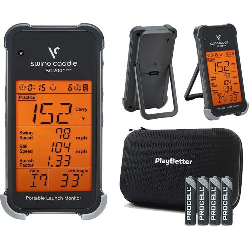  [아마존베스트]Swing Caddie SC200 Plus+ Portable Golf Launch Monitor by Voice Caddie Bundle with PlayBetter Protective Hard Case & Extra AAA Batteries (4-Pack) | Doppler Radar | Smash Factor, Bar