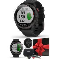 Garmin Approach S42 (Gunmetal/Black) Golf GPS Watch Gift Box Bundle with PlayBetter Car & Wall Adapters, HD Tempered Glass Pack, & Hard Case - Mens Golfing Smartwatch to Lower Scor