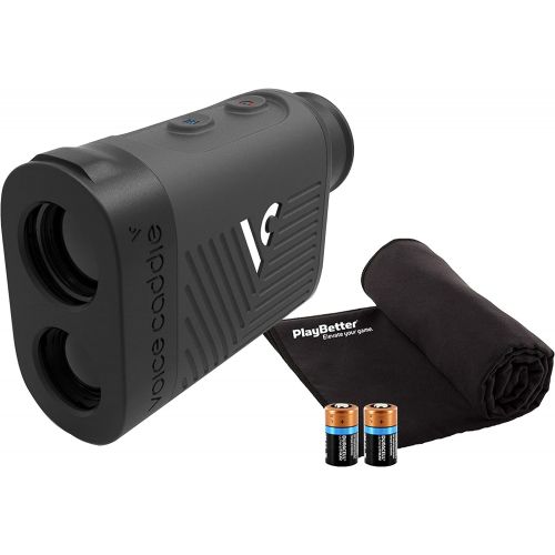  PlayBetter Voice Caddie L4 Golf Laser Rangefinder with Slope Bundle Includes Microfiber Towel & Extra CR2 Battery 6X Magnification, 1 Yard Accuracy, Scan Mode, Auto Slope Golf Rangefinder
