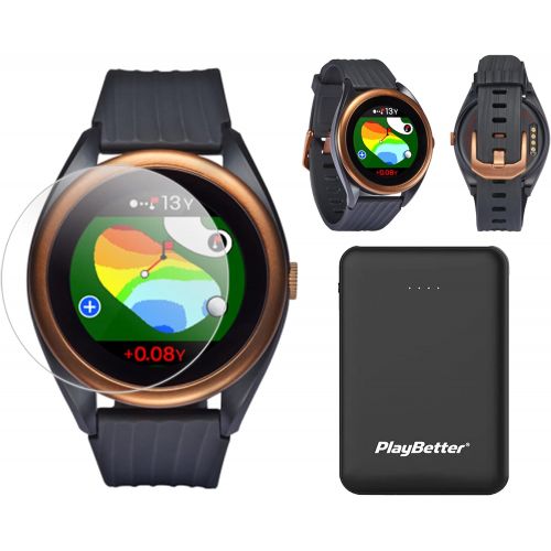  Voice Caddie T8 Golf GPS Watch Power Bundle Includes PlayBetter Portable Charger & HD Screen Protectors Golf Distance Rangefinder Green Undulation, V-Algorithm Color Touchscreen