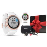 Garmin Fenix 5S Plus+ Sapphire (Rose Gold) GPS Watch Gift Box Bundle | +Screen Protectors, PlayBetter USB Chargers & Protective Case | 2018 Model, Carrera White Band | Black Gift B