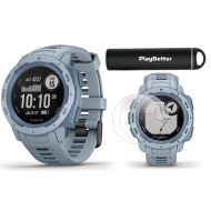 Garmin Instinct (Seafoam) Outdoor GPS Watch Power Bundle | with HD Screen Protector Film Pack & PlayBetter Portable Charger | Rugged, Waterproof | Heart Rate, TrackBack | Ultimate