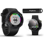 Garmin Forerunner 45 (Black) Running GPS Watch Power Bundle | +HD Screen Protectors & PlayBetter Portable Charger | Garmin Coach, Lightweight, Heart Rate, Body Battery, Intervals,