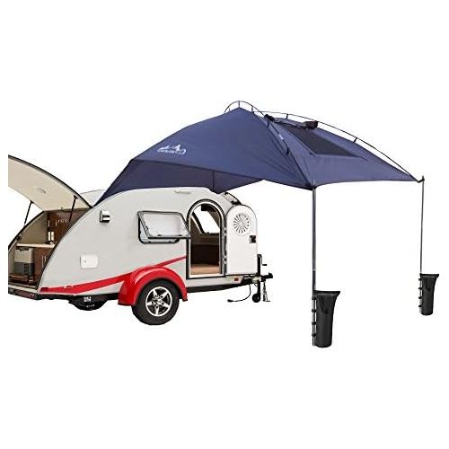  PlayDo Waterproof Teardrop Trailer Awning Portable Car SUV Awning Tent Sun Shelter Canopy for Camping 4 Persons