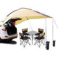 PlayDo Waterproof Teardrop Trailer Awning Portable Car SUV Awning Tent Sun Shelter Canopy for Camping 4 Persons