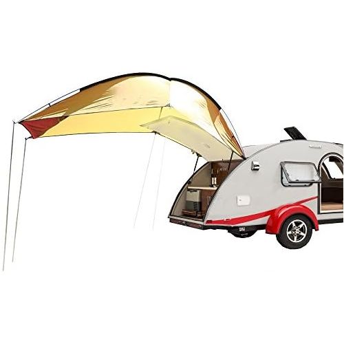  PlayDo Waterproof Teardrop Trailer Awning Portable Car SUV Awning Tent Sun Shelter Canopy for Camping 4 Persons