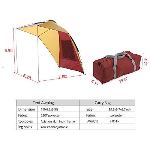  PlayDo Waterproof Teardrop Trailer Awning Portable Car SUV Awning Tent Sun Shelter Canopy for Camping 4 Persons