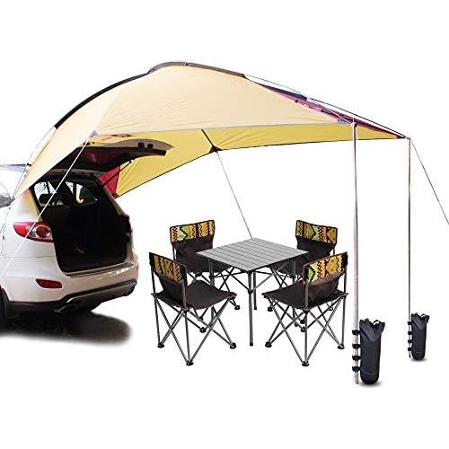  PlayDo Waterproof Teardrop Trailer Awning Portable Car SUV Awning Tent Sun Shelter Canopy for Camping 4 Persons