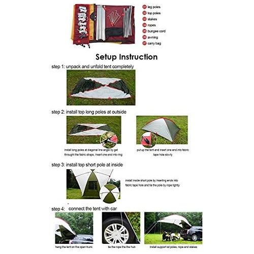  PlayDo Waterproof Teardrop Trailer Awning Portable Car SUV Awning Tent Sun Shelter Canopy for Camping 4 Persons