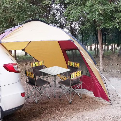  PlayDo Waterproof Teardrop Trailer Awning Portable Car SUV Awning Tent Sun Shelter Canopy for Camping 4 Persons