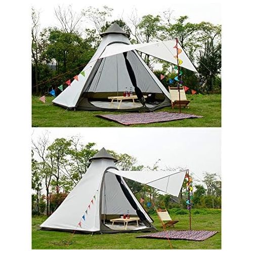  PlayDo Waterproof 380CM/12.5ft Camping Teepee Tent Yurt Tent with Screen for Outdoor Camping Hiking Hunting 4 Persons