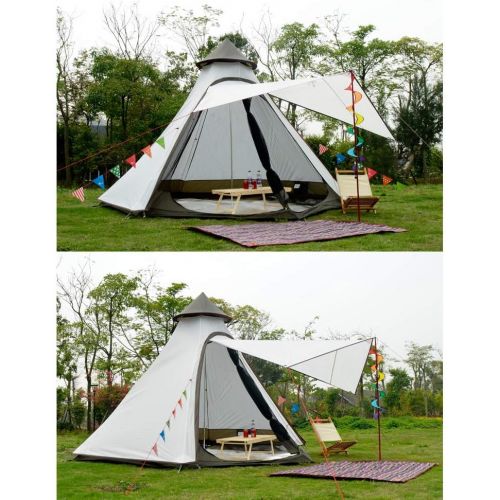  PlayDo Waterproof 380CM/12.5ft Camping Teepee Tent Yurt Tent with Screen for Outdoor Camping Hiking Hunting 4 Persons