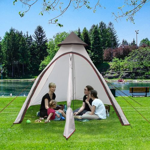  PlayDo Waterproof 380CM/12.5ft Camping Teepee Tent Yurt Tent with Screen for Outdoor Camping Hiking Hunting 4 Persons