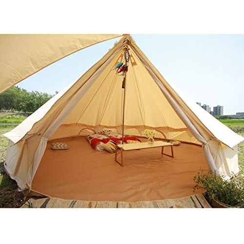  PlayDo 4-Season Waterproof Cotton Canvas Bell Tent Wall Yurt Tent with Stove Hole for Outdoor Camping Hunting Hiking Festival Party