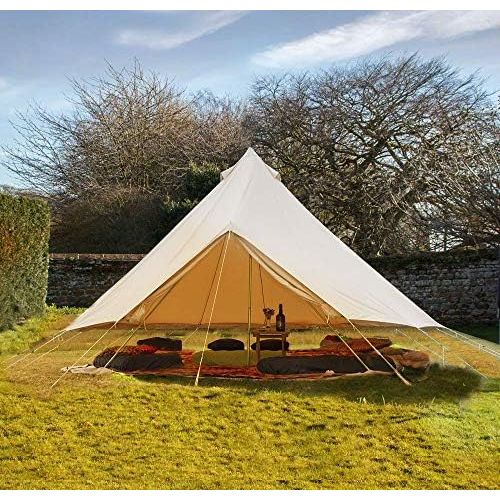  PlayDo 4-Season Waterproof Cotton Canvas Bell Tent Wall Yurt Tent with Stove Hole for Outdoor Camping Hunting Hiking Festival Party