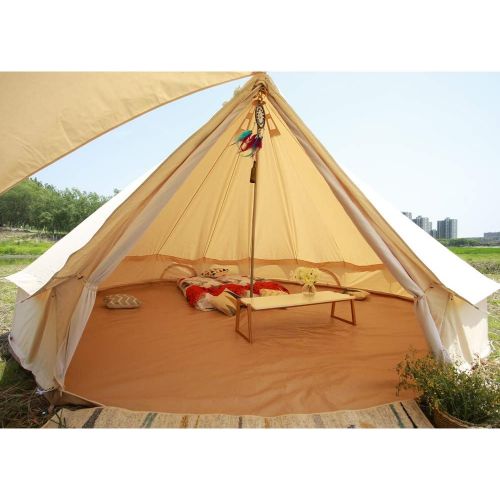  PlayDo 4-Season Waterproof Cotton Canvas Bell Tent Wall Yurt Tent with Stove Hole for Outdoor Camping Hunting Hiking Festival Party