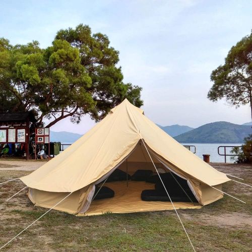  PlayDo 4-Season Waterproof Cotton Canvas Bell Tent Wall Yurt Tent with Stove Hole for Outdoor Camping Hunting Hiking Festival Party