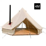 PlayDo 4M Waterproof Glamping 2 Doors Cotton Canvas Bell Tent Family Yurts Tent Wall Tent for 4-6 Persons Camping Hunting Party