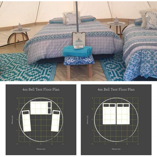  PlayDo 4M Waterproof Glamping 2 Doors Cotton Canvas Bell Tent Family Yurts Tent Wall Tent for 4-6 Persons Camping Hunting Party