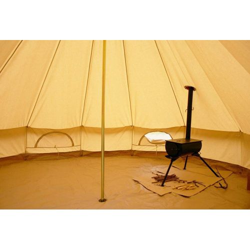  PlayDo 4M Waterproof Glamping 2 Doors Cotton Canvas Bell Tent Family Yurts Tent Wall Tent for 4-6 Persons Camping Hunting Party