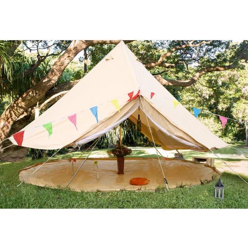  PlayDo 4M Waterproof Glamping 2 Doors Cotton Canvas Bell Tent Family Yurts Tent Wall Tent for 4-6 Persons Camping Hunting Party