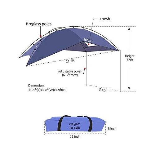  PlayDo Waterproof Teardrop Trailer Awning Portable Car SUV Awning Tent Sun Shelter Canopy for Camping 4 Persons