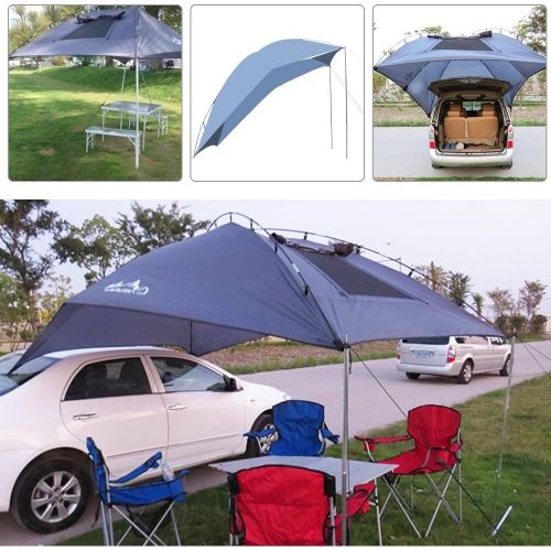  PlayDo Waterproof Teardrop Trailer Awning Portable Car SUV Awning Tent Sun Shelter Canopy for Camping 4 Persons