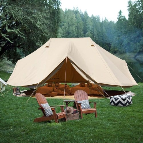  Playdo 6M Large 4 Season Canvas Wall Tent Yurts Tent with Stove Jack for Camping Festival (Size 19.6L x 13.1W x 9.8H)