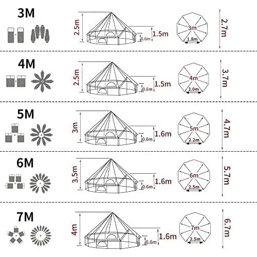  Playdo 4-Season Waterproof Cotton Canvas Bell Tent Wall Yurt Tent with Stove Hole for Outdoor Camping Hunting Hiking Festival Party