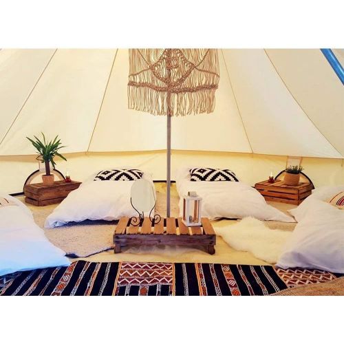  Playdo 4-Season Waterproof Cotton Canvas Bell Tent Wall Yurt Tent with Stove Hole for Outdoor Camping Hunting Hiking Festival Party