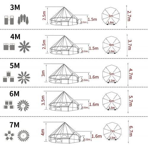  Playdo 4-Season Waterproof Cotton Canvas Bell Tent Wall Yurt Tent with Stove Hole for Outdoor Camping Hunting Hiking Festival Party