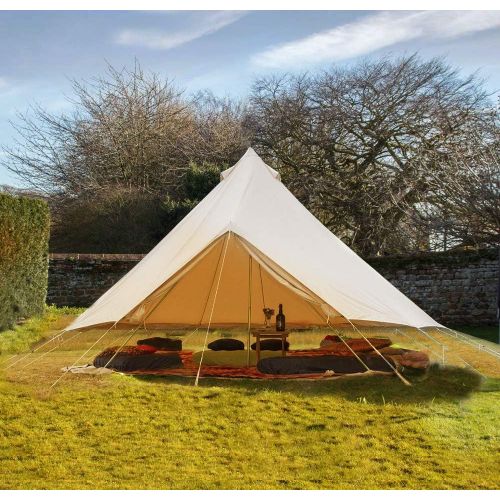  Playdo 4-Season Waterproof Cotton Canvas Bell Tent Wall Yurt Tent with Stove Hole for Outdoor Camping Hunting Hiking Festival Party