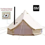 Playdo 6M Waterproofing Large Cotton Canvas Bell Tent Camping Yurts Tent Hunting Wall Tent with Top Stove Hole for 10 More Person