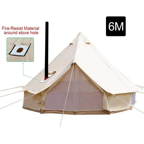  Playdo 6M Waterproofing Large Cotton Canvas Bell Tent Camping Yurts Tent Hunting Wall Tent with Top Stove Hole for 10 More Person