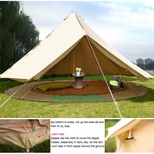  Playdo 6M Waterproofing Large Cotton Canvas Bell Tent Camping Yurts Tent Hunting Wall Tent with Top Stove Hole for 10 More Person