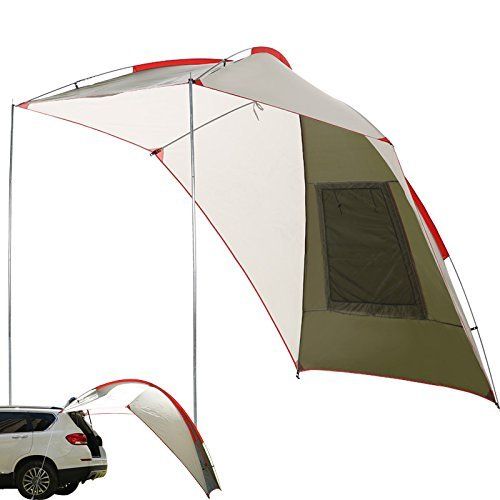  PlayDo Waterproof Teardrop Trailer Awning Portable Car SUV Awning Tent Sun Shelter Canopy for Camping 4 Persons