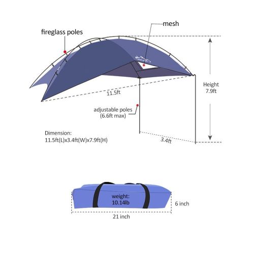  PlayDo Waterproof Teardrop Trailer Awning Portable Car SUV Awning Tent Sun Shelter Canopy for Camping 4 Persons